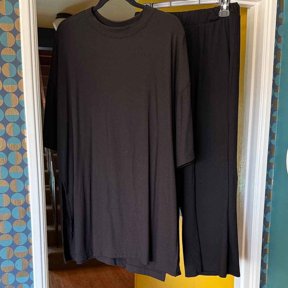 Dressed in LALA - Black Oversized Black Playsuit Set - XL